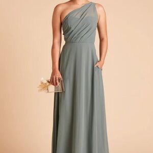 Birdy Grey Kira Dress Chiffon Sea Glass Bridesmaid Dress with Slit Size S